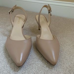 Nine West Nude Slingback Strappy Heels Pumps Size 8 Great Condition